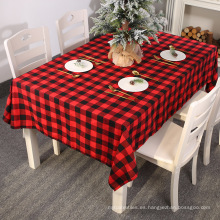OEM ODM de alta calidad Black Red Plaid Impreso Patrón de lino Patrón rectángulo Pable de mesa